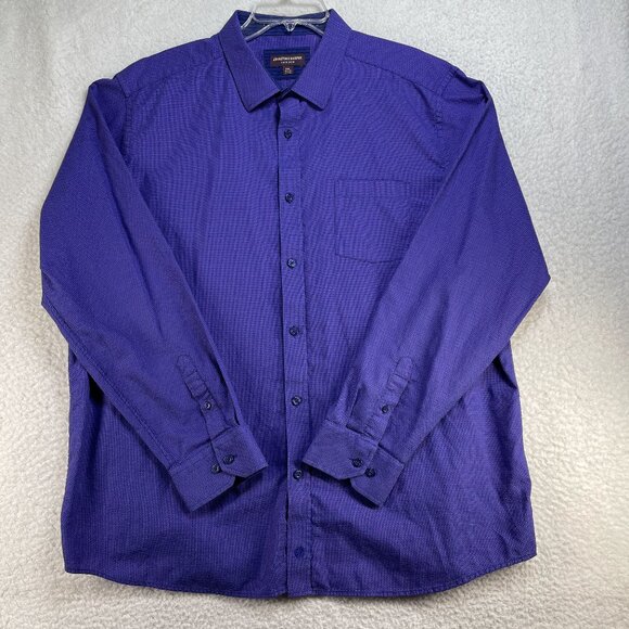 Johnston & Murphy Shirt Men's XXL Blue Print Button Down Long Sleeve Pocket - Picture 1 of 8
